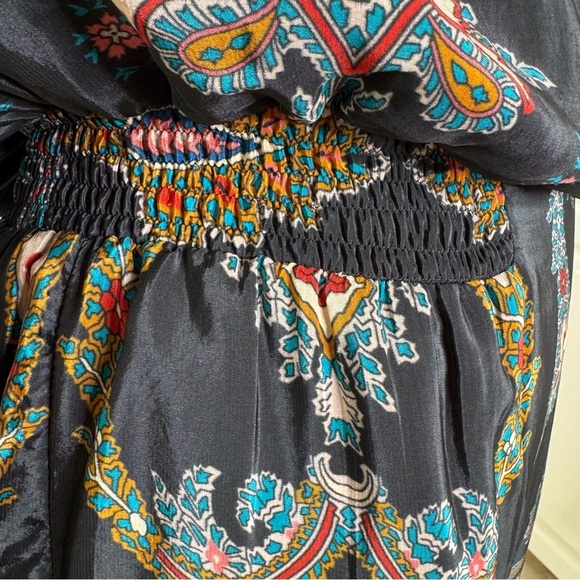 Anthropologie Tolani Embroidered Boho Long Sleeve Mini Dress Black Size S - Picture 9 of 12